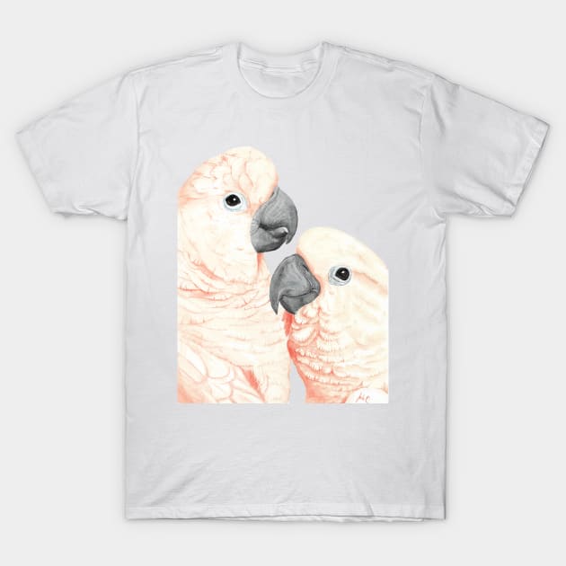 Moluccan cockatoos watercolor - parrot portrait painting T-Shirt by Oranjade0122